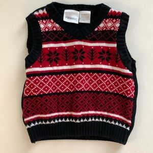 Mini Wear Knit Sweater Vest Black with Red design Boys 6-9 months